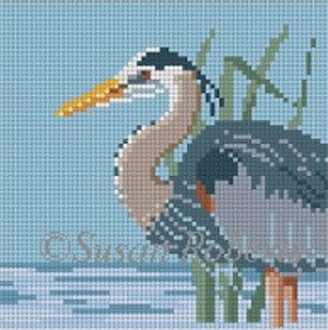 Susan Roberts Needlepoint Designs - Grey Heron Coaster