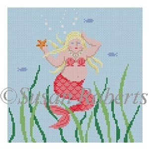 Susan Roberts Needlepoint Designs - Hand-painted Canvas - Chubby Mermaid