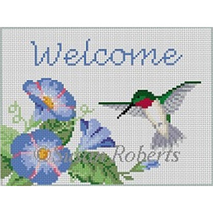 Susan Roberts Needlepoint Designs - Hand-painted Canvas -  Hummingbird Welcome