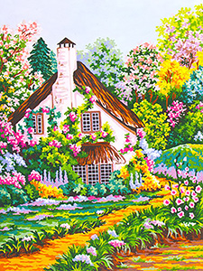 English Cottage - Path Through the Flower Garden - Collection d'Art