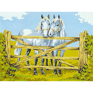Twin White Horses  - Collection d'Art Needlepoint Canvas
