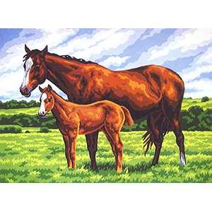 Mare and Colt  - Collection d'Art Needlepoint Canvas