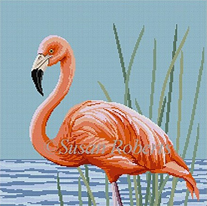 Susan Roberts Needlepoint Designs - Hand-painted Canvas -  Flamingo