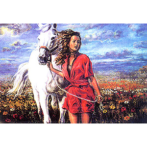 The Girl with the White Horse  - Collection d'Art Needlepoint Canvas