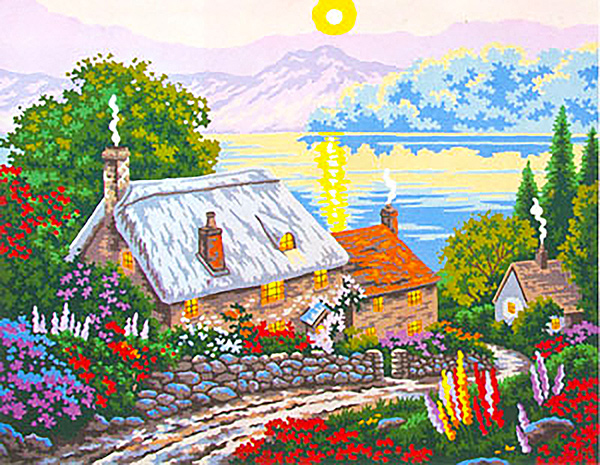 Cottage View  - Collection d'Art Needlepoint Canvas