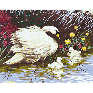 Mother Swan & Signets  - Collection d'Art Needlepoint Canvas