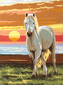 Royal Paris Needlepoint White Horse Canvas