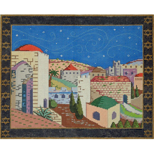 Jerusalem Tallis - Stitch Painted Needlepoint Canvas from Sandra Gilmore