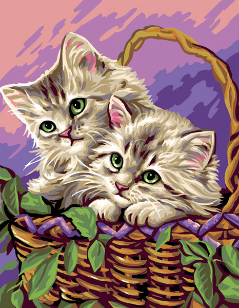 Royal Paris Needlepoint Basket of Kittens Canvas