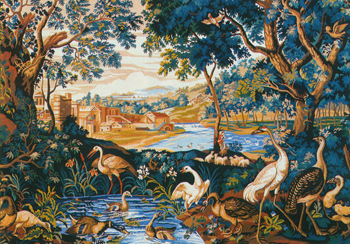 Royal Paris - Tapestry Canvases - Greenery with Water Birds