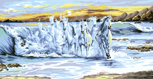 Margot Creations de Paris - Tapestries - Les Chevaux d'ecume (The Horses of the Surf) Tapestry Canvas