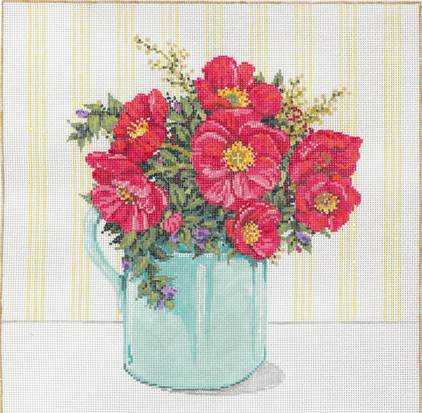 Poppies - Stitch Painted Needlepoint Canvas from Sandra Gilmore