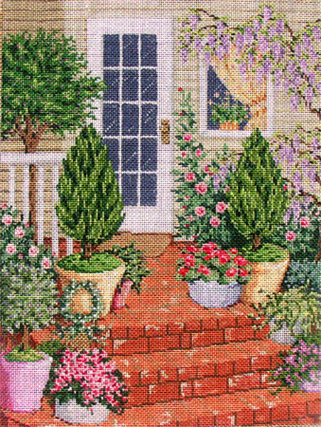 Wisteria - Stitch Painted Needlepoint Canvas