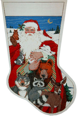 Beasts Needlepoint Christmas Stocking from Sandra Gilmore