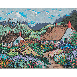 Careen's Cottage - Stitch Painted Needlepoint Canvas from Sandra Gilmore