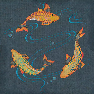 3 Koi Pond - Hand Painted Needlepoint Canvas from dede's Needleworks