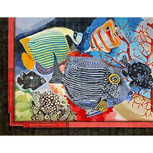 Tropical Fish with Corals and Sea Anemone - Hand Painted Needlepoint Canvas by Joy Juarez