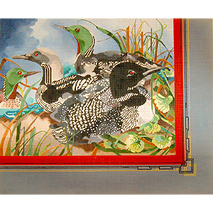 Loon Composition - Hand Painted Needlepoint Canvas by Joy Juarez