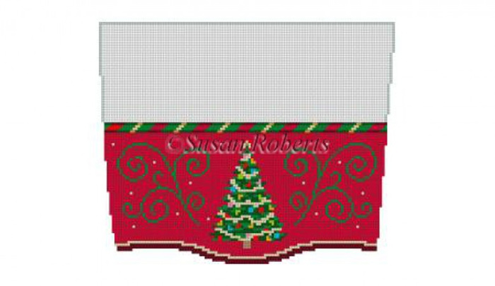 Susan Roberts Needlepoint Designs - Hand-painted Christmas Stocking Topper - Christmas Tree