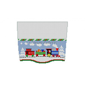 Susan Roberts Needlepoint Designs - Hand-painted Christmas Stocking Topper - Train