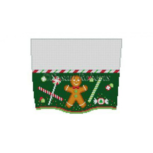 Susan Roberts Needlepoint Designs - Hand-painted Christmas Stocking Topper - Gingerbread and Candy