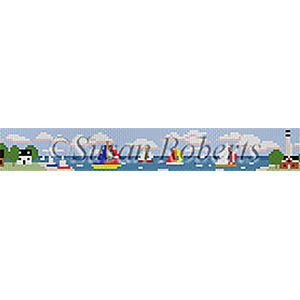 Susan Roberts Needlepoint Belt Canvas - Sailboats & Lighthouses