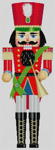 Susan Roberts Needlepoint Designs - Hand-painted Christmas Canvas - Large Red Horn Player Nutcracker
