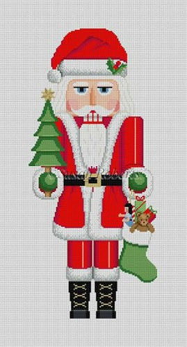 Susan Roberts Needlepoint Designs - Hand-painted Christmas Canvas - Nutcracker Santa Claus