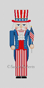 Susan Roberts Needlepoint Designs - Hand-painted Christmas Canvas - Nutcracker Uncle Sam