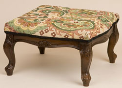 Louis XV Italian Carved Reproduction Footstool - 15x15"