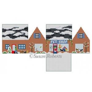 Susan Roberts Needlepoint Designs - Hand-painted Canvas - Pet Shop Mini House