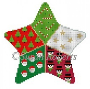 Susan Roberts Needlepoint Designs - Hand-painted Canvas - Patchwork Star