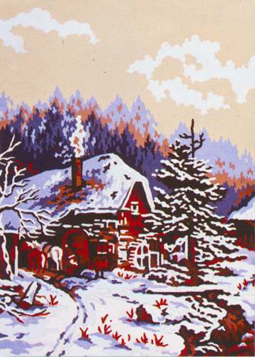 Winter Cabin  - Collection d'Art Needlepoint Canvas