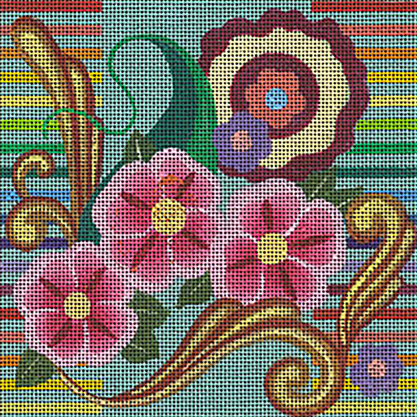 Leigh Designs - Hand-painted Needlepoint Canvases - Guadalajara Collection - Calandria Coaster
