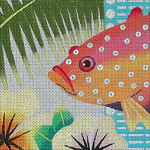Leigh Designs - Hand-painted Needlepoint Canvases - Caribe Collection - Montego Coaster