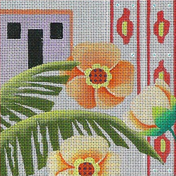 Leigh Designs - Hand-painted Needlepoint Canvases - Caribe Collection - Antigua Coaster