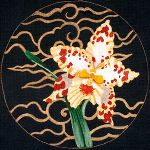 Leigh Designs - Hand-painted Needlepoint Canvases - Ming Orchids - Tigersun Orchid