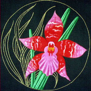 Leigh Designs - Hand-painted Needlepoint Canvases - Ming Orchids - Hamburen Orchid