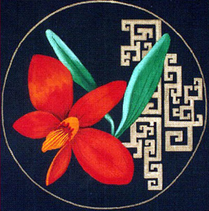 Leigh Designs - Hand-painted Needlepoint Canvases - Ming Orchids - Coccinea Orchid