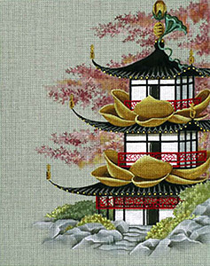 Leigh Designs - Hand-painted Needlepoint Canvases - Pagodas - Palace of the Golden Lotus