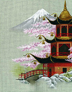 Leigh Designs - Hand-painted Needlepoint Canvases - Pagodas - Hall of Sacred Bells