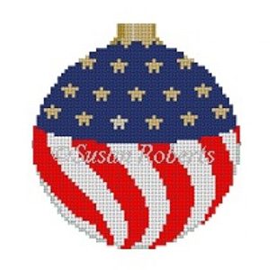 Susan Roberts Needlepoint Designs - Hand-painted Canvas - American Flag Ornament