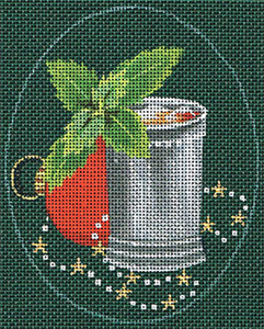 Leigh Designs - Hand-painted Needlepoint Canvases - Christmas Cocktails - Mint Julep