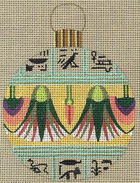 Leigh Designs - Hand-painted Needlepoint Canvases - Egyptian Dynasty Ornaments -  Pepi Ornament/Coaster
