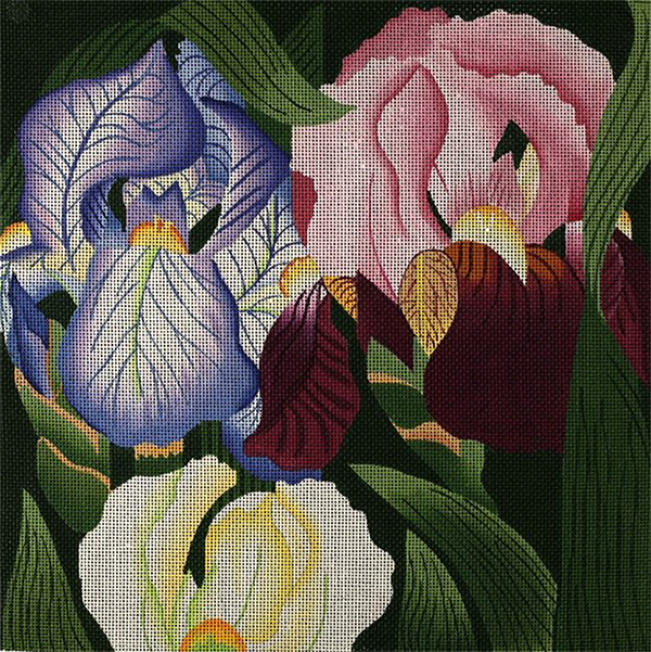 Giant Iris - Hand Painted Needlepoint Canvas from dede's Needleworks