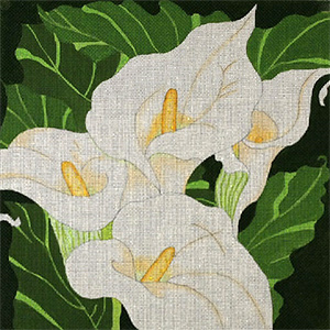 Giant Calla Lilies - Hand Painted Needlepoint Canvas from dede's Needleworks