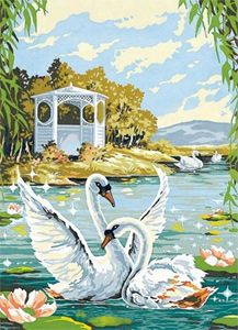 SEG de Paris Needlepoint - Jeux de Cygnes (Set of Swans) Medium Needlepoint Canvas