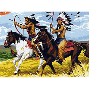 SEG de Paris Needlepoint - Medium Needlepoint Canvases - Indians on Horseback