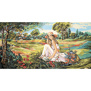 SEG de Paris Needlepoint - Tapestries - Reading in the Valley of Flowers Canvas
