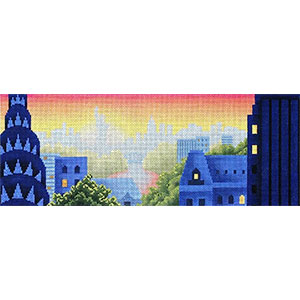 Rooftops of New York Hand Painted Needlepoint Canvas from Abigail Cecile